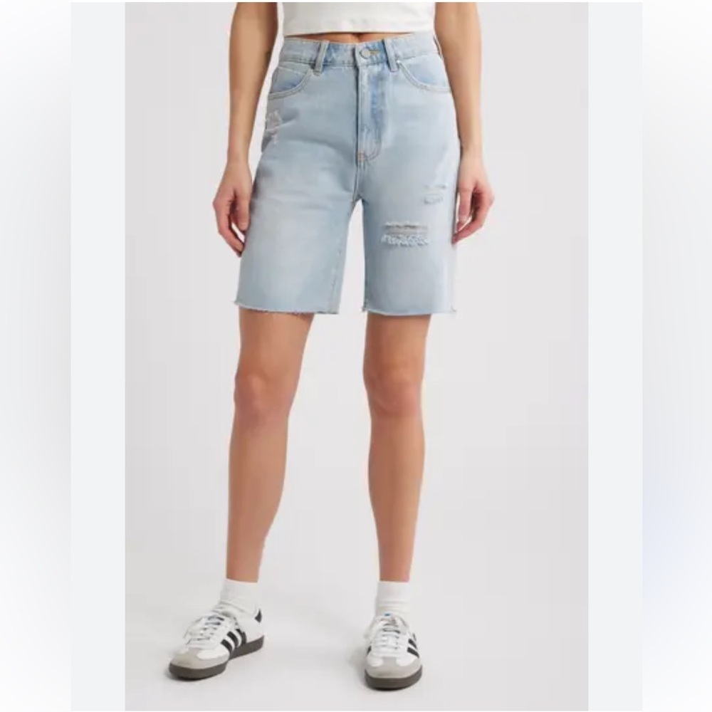 PTCL Nola high rise denim Bermuda Jean shorts long modest shorts 28